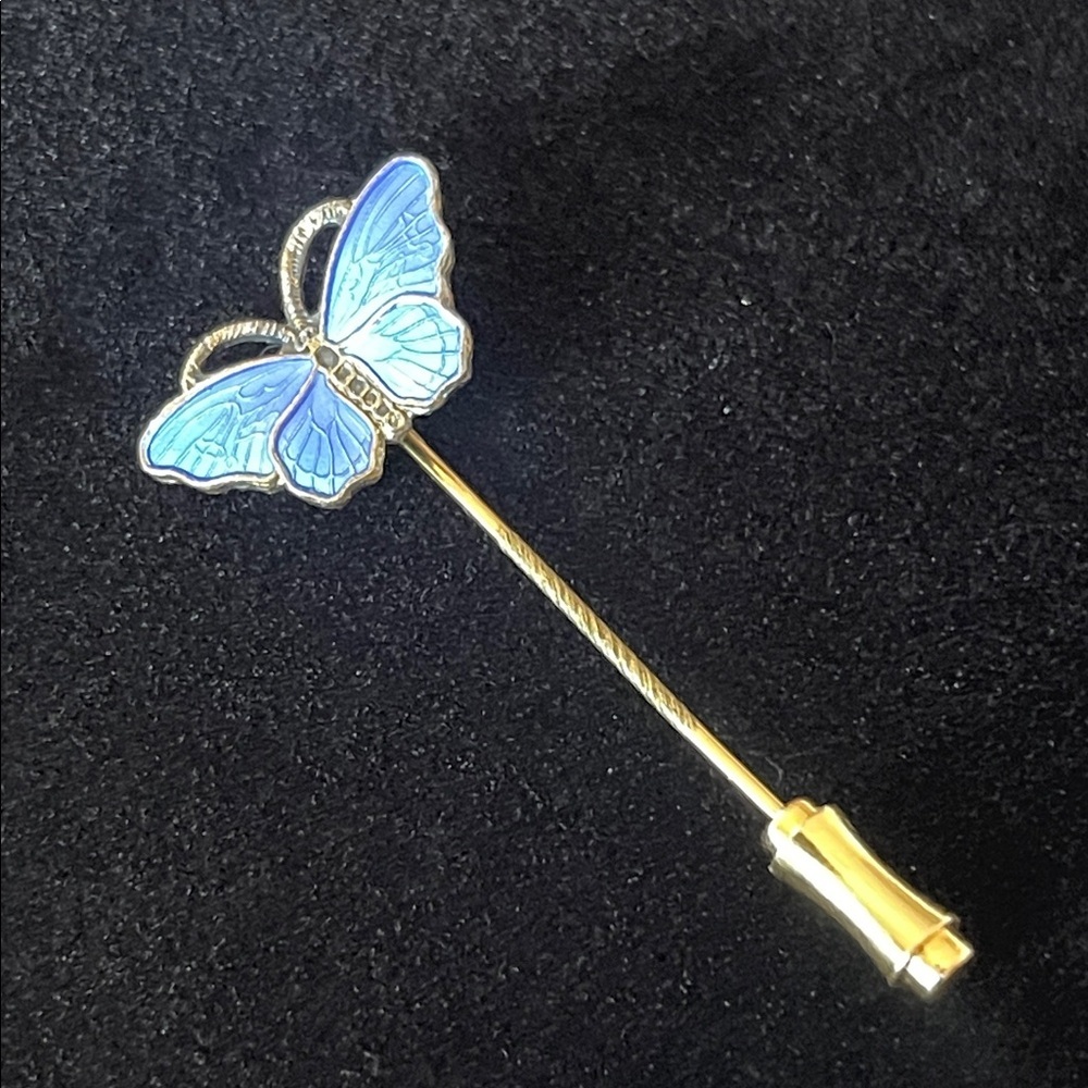 Blue and Gold Butterfly Brooch